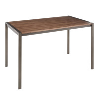 Lumisource DT-FUJ4728 ANWL Fuji Industrial Dining Table in Antique Metal with Walnut Wood Top